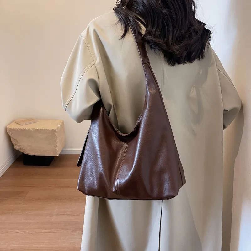 ROSEROOEN PU Tote Bag Shoulder Bag Crossbody Bag Regular Women's Black/Coffee/Brown/Mud-17