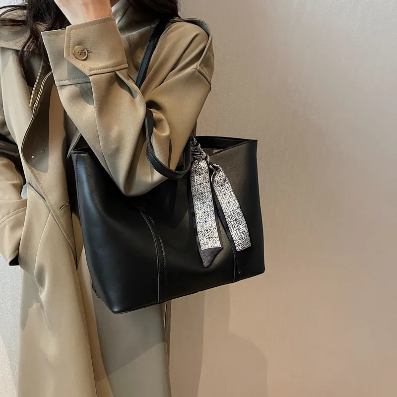 PULUWIRR PU Tote Bag, Shopping Bag, Shoulder Bag Regular Women's Black/Coffee/Brown/Khaki-2
