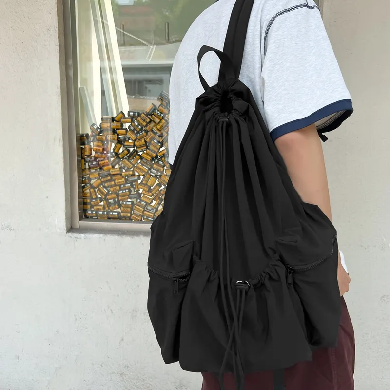 Morellybear Nylon Backpack Unisex Black/Ecru/Khaki/Blue-1