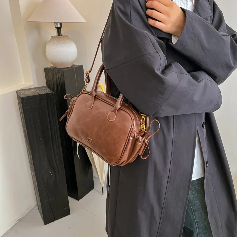 Morellybear PU Crossbody One Shoulder Handbag Women's Black/Coffee/Brown-17