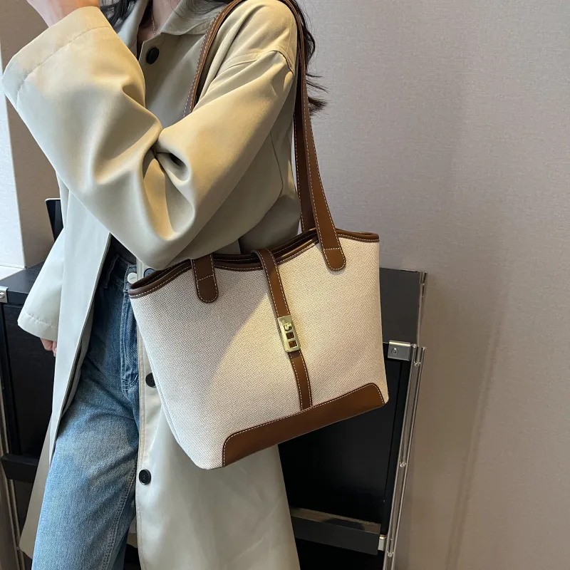 Morellybear Canvas Tote Bag Shopping Bag Canvas Bag Handheld Bag Shoulder Bag Regular Women's Black/Coffee-22
