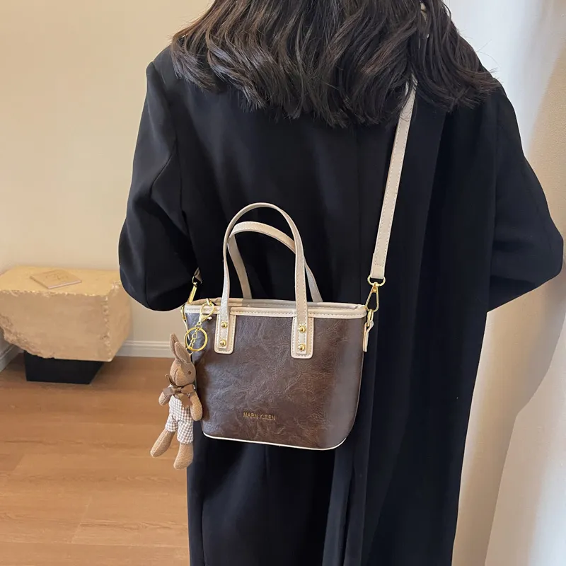Morellybear Pu Tote Bag Shopping Bag One Shoulder Handbag Crossbody Bag Regular Women's Black/Brown/Coffee/Ecru-17