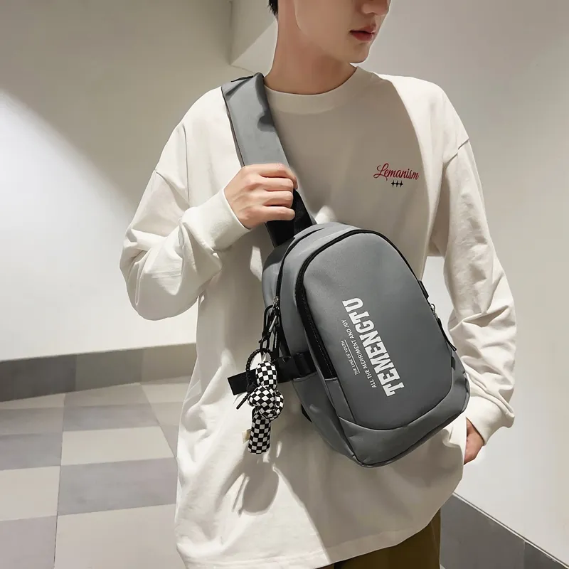 Morellybear Nylon Crossbody Bags Sling Bags Regular Unisex Black/White/Gray-16