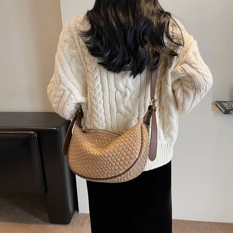 Morellybear PU Dumpling Bag Shoulder Bag Crossbody Bag Regular Women's Black/Ecru/Coffee/Khaki/Khaki & Brown-10