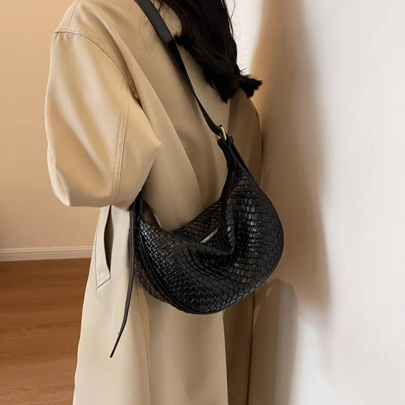 Morellybear PU Dumpling Bag Shoulder Bag Crossbody Bag Regular Women's Black/Ecru/Coffee/Khaki/Khaki & Brown-1