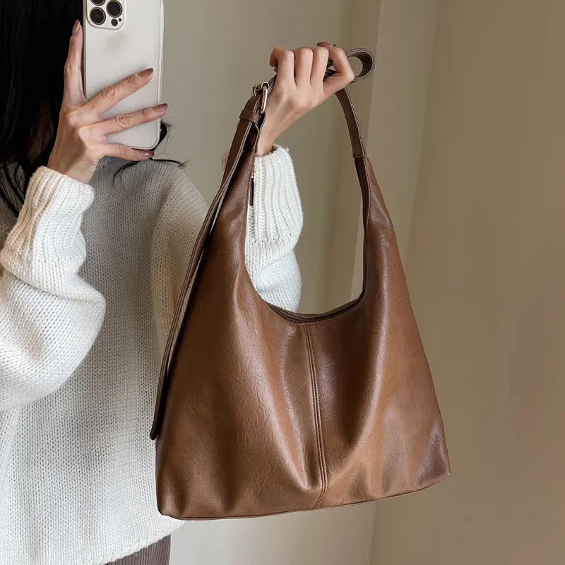 ROSEROOEN PU Tote Bag Shoulder Bag Crossbody Bag Regular Women's Black/Coffee/Brown/Mud-26