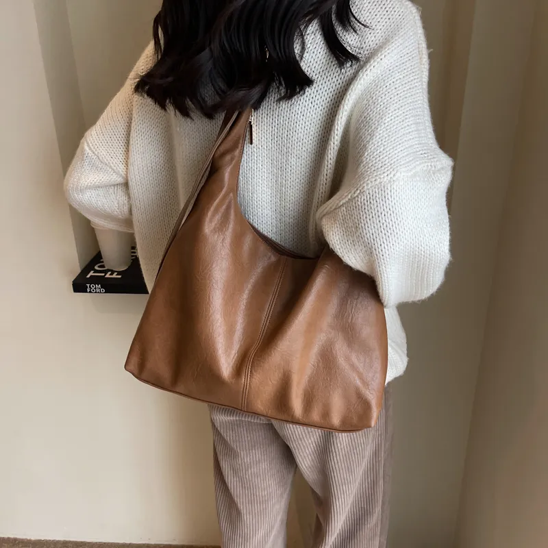 ROSEROOEN PU Tote Bag Shoulder Bag Crossbody Bag Regular Women's Black/Coffee/Brown/Mud-24