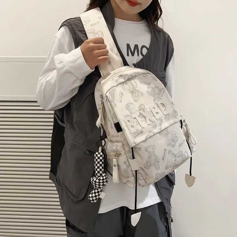 Morellybear Nylon Backpack Shoulder Bag Crossbody Bag Sling Bag Regular Unisex Black/Red/White/Green-14