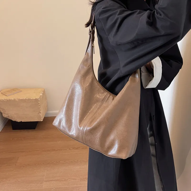 ROSEROOEN PU Tote Bag Shoulder Bag Crossbody Bag Regular Women's Black/Coffee/Brown/Mud-38