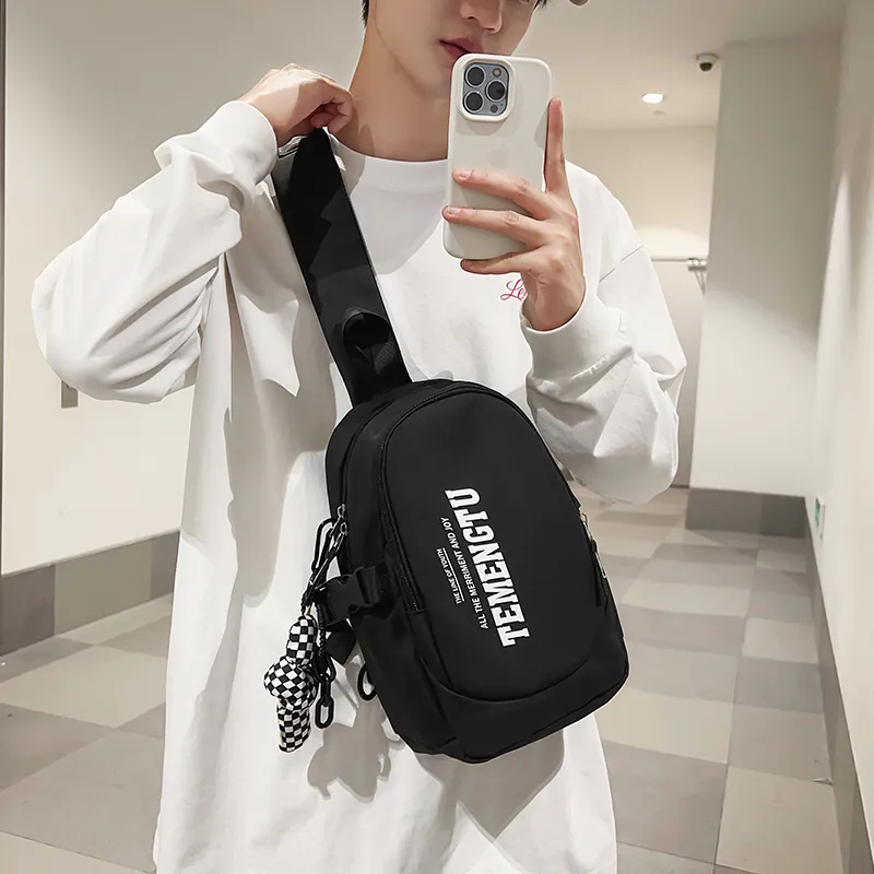 Morellybear Nylon Crossbody Bags Sling Bags Regular Unisex Black/White/Gray-3