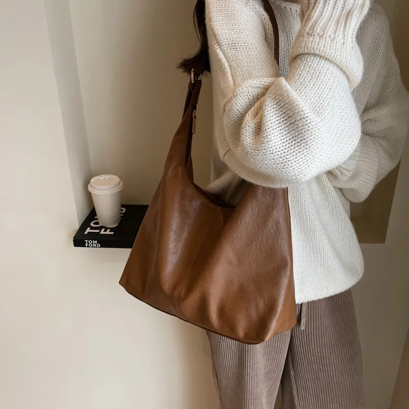 ROSEROOEN PU Tote Bag Shoulder Bag Crossbody Bag Regular Women's Black/Coffee/Brown/Mud-29