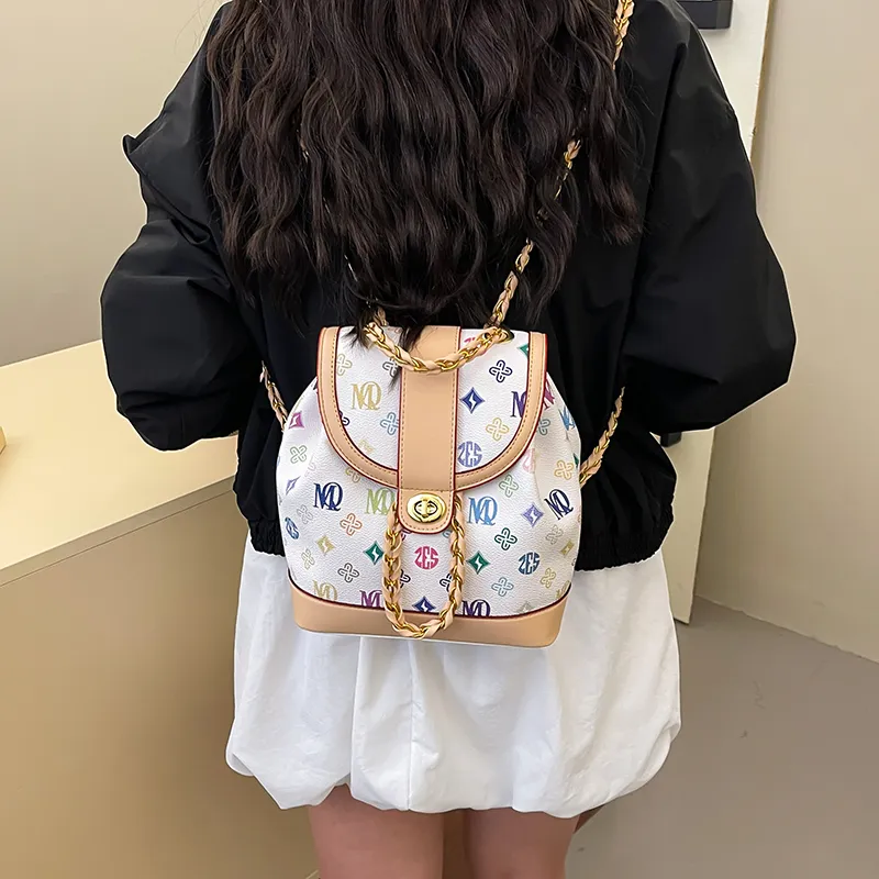 Morellybear PVC Backpack Women's Tricolor/Coffee-4