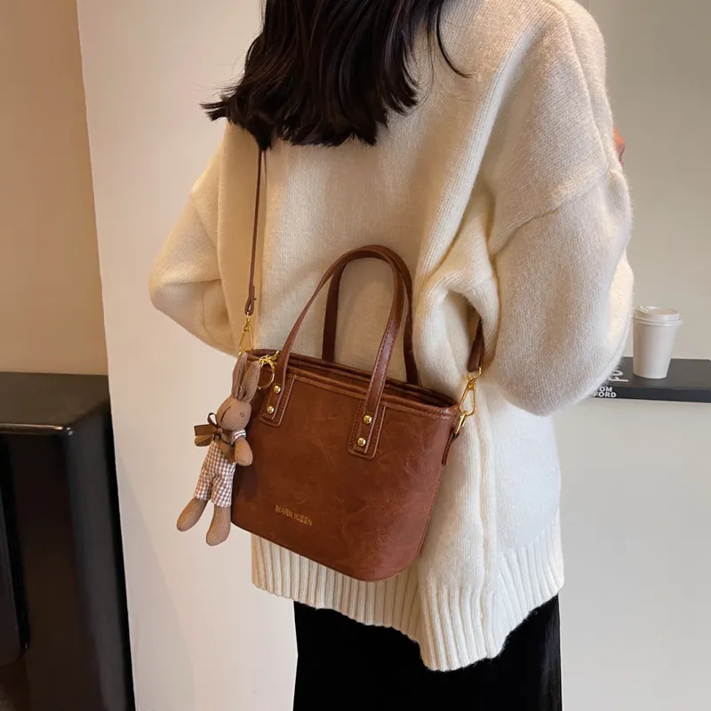 Morellybear Pu Tote Bag Shopping Bag One Shoulder Handbag Crossbody Bag Regular Women's Black/Brown/Coffee/Ecru-27