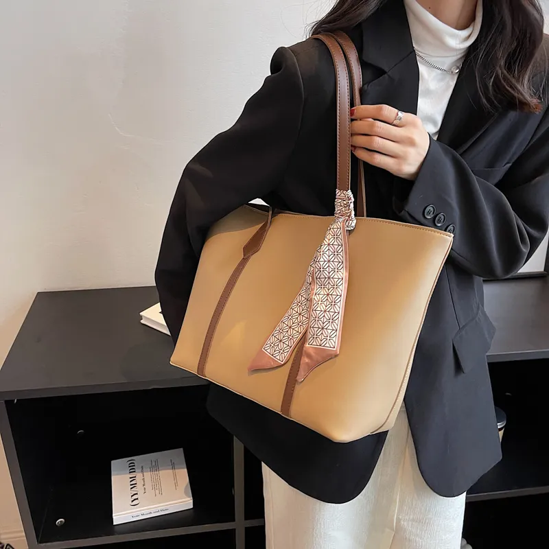 PULUWIRR PU Tote Bag, Shopping Bag, Shoulder Bag Regular Women's Black/Coffee/Brown/Khaki-31