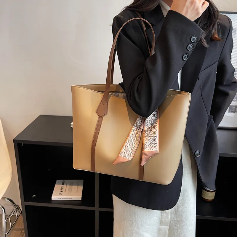 PULUWIRR PU Tote Bag, Shopping Bag, Shoulder Bag Regular Women's Black/Coffee/Brown/Khaki-28