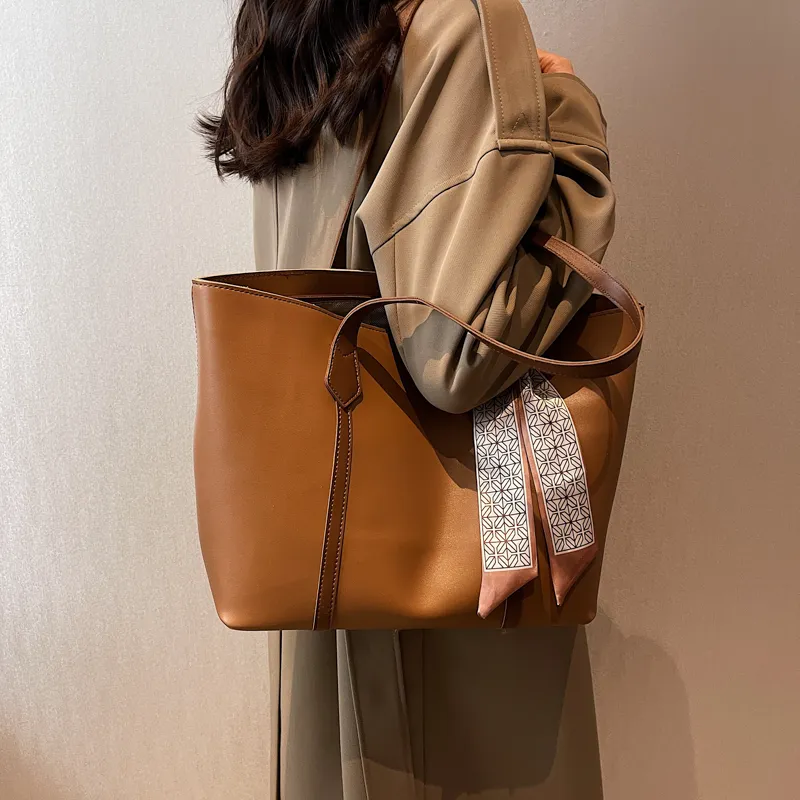 PULUWIRR PU Tote Bag, Shopping Bag, Shoulder Bag Regular Women's Black/Coffee/Brown/Khaki-18