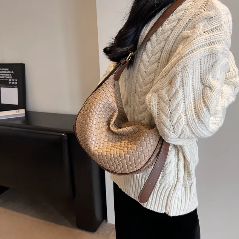 Morellybear PU Dumpling Bag Shoulder Bag Crossbody Bag Regular Women's Black/Ecru/Coffee/Khaki/Khaki & Brown-9