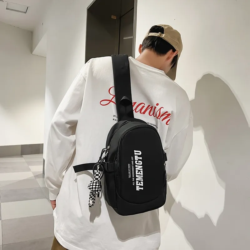 Morellybear Nylon Crossbody Bags Sling Bags Regular Unisex Black/White/Gray-2
