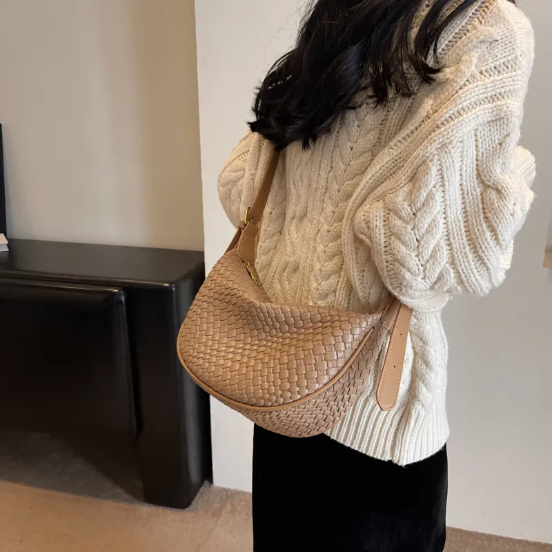 Morellybear PU Dumpling Bag Shoulder Bag Crossbody Bag Regular Women's Black/Ecru/Coffee/Khaki/Khaki & Brown-16