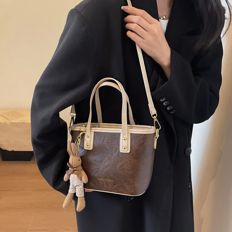 Morellybear Pu Tote Bag Shopping Bag One Shoulder Handbag Crossbody Bag Regular Women's Black/Brown/Coffee/Ecru-16