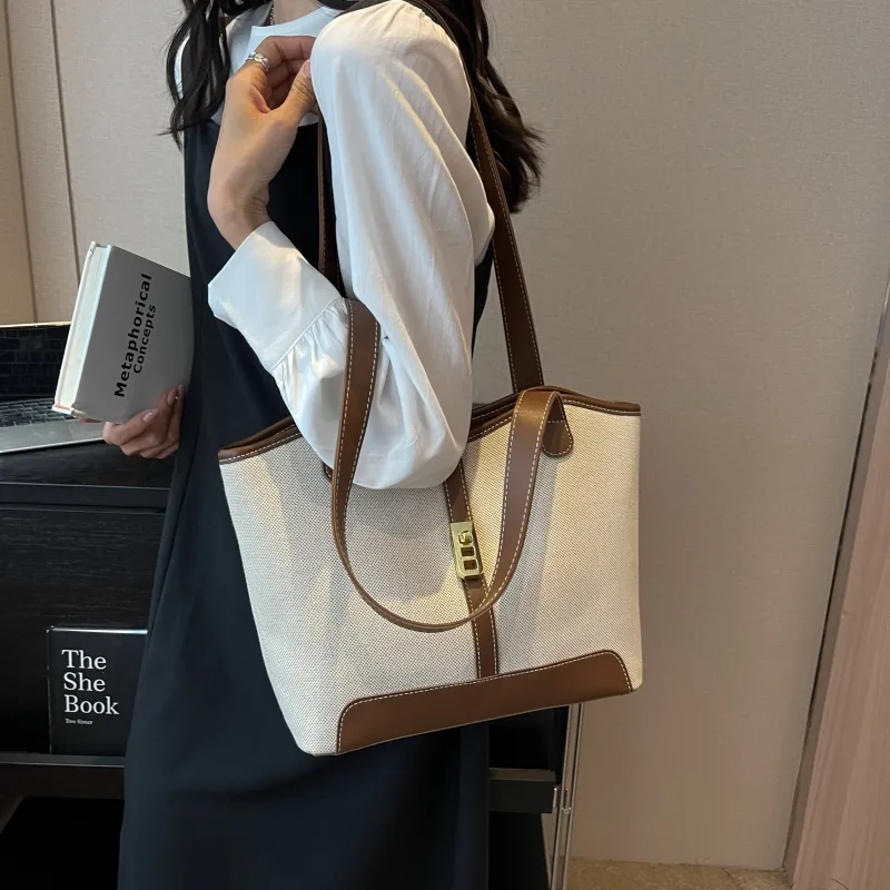 Morellybear Canvas Tote Bag Shopping Bag Canvas Bag Handheld Bag Shoulder Bag Regular Women's Black/Coffee-18