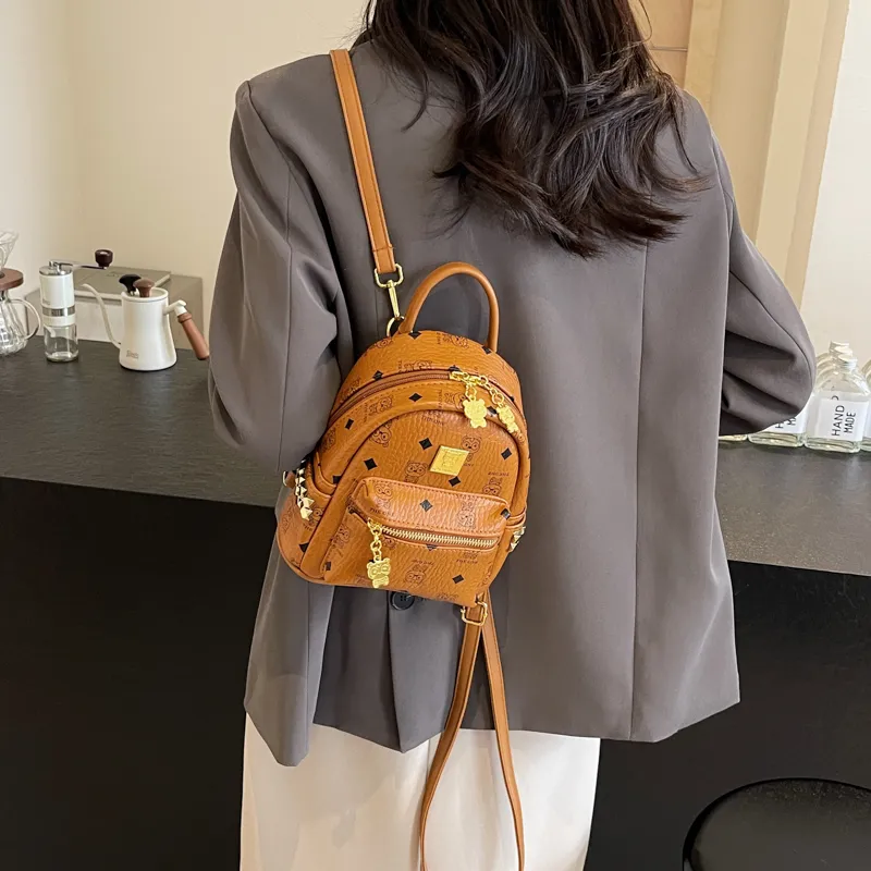 Morellybear PU Backpack Regular Women's Ecru/Pink/Brown/Black/Coffee-14