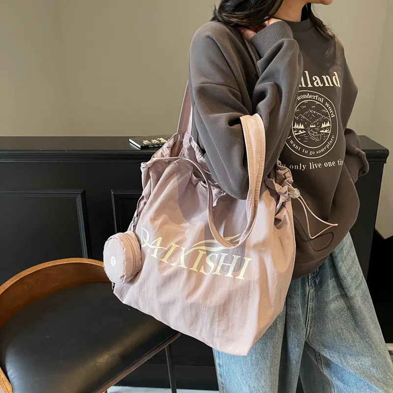 Morellybear Fabric Shoulder Bag Regular Women's Black/Ecru/Pink/Khaki/Purple-35