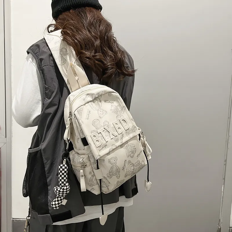 Morellybear Nylon Backpack Shoulder Bag Crossbody Bag Sling Bag Regular Unisex Black/Red/White/Green-13