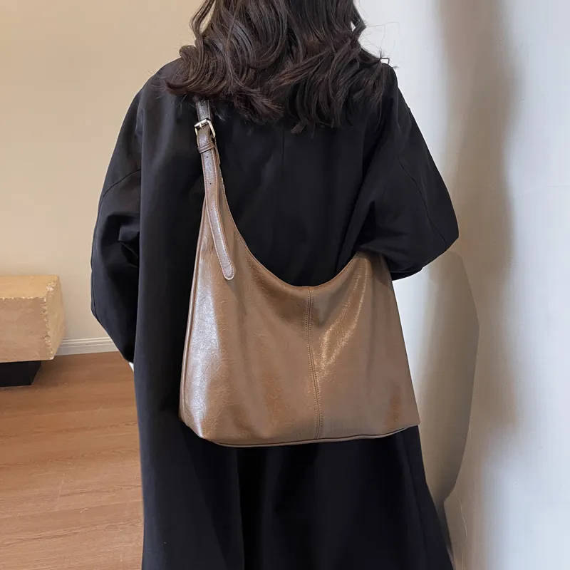 ROSEROOEN PU Tote Bag Shoulder Bag Crossbody Bag Regular Women's Black/Coffee/Brown/Mud-34