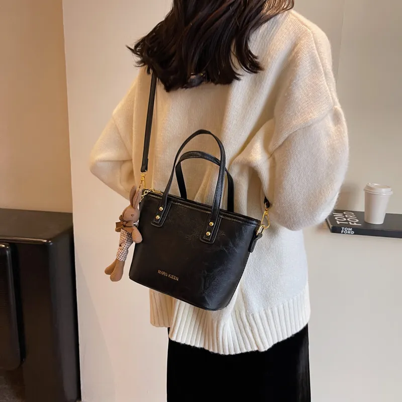 Morellybear Pu Tote Bag Shopping Bag One Shoulder Handbag Crossbody Bag Regular Women's Black/Brown/Coffee/Ecru-4