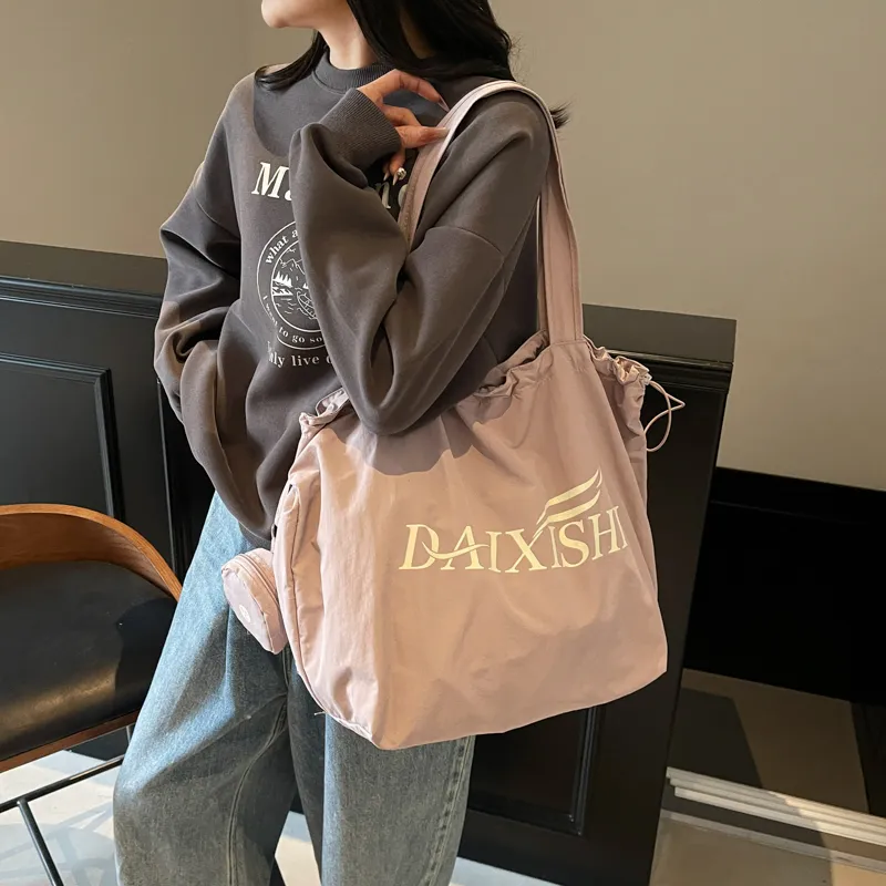 Morellybear Fabric Shoulder Bag Regular Women's Black/Ecru/Pink/Khaki/Purple-32