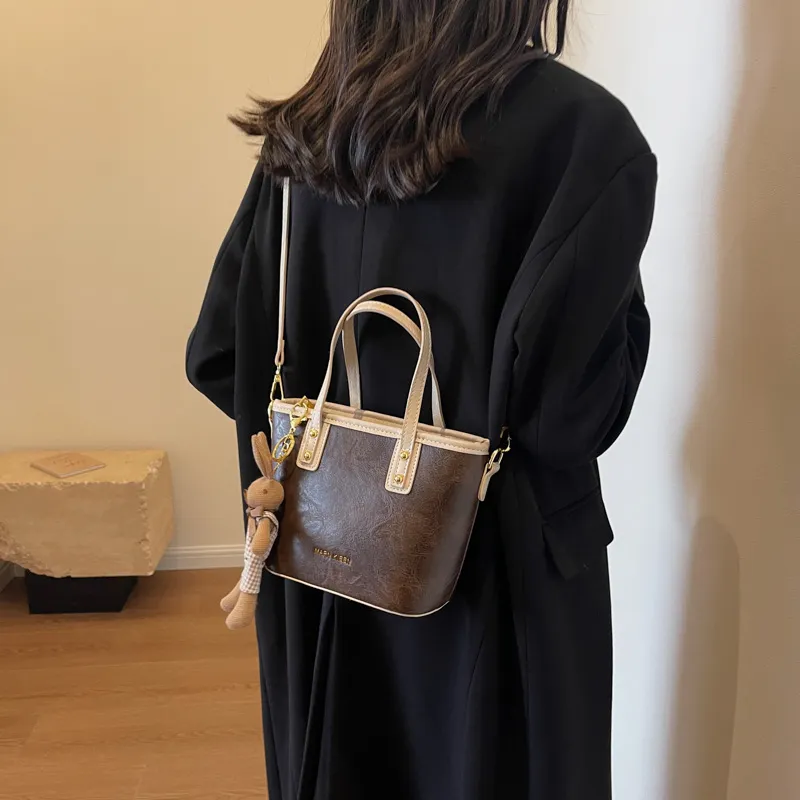 Morellybear Pu Tote Bag Shopping Bag One Shoulder Handbag Crossbody Bag Regular Women's Black/Brown/Coffee/Ecru-19
