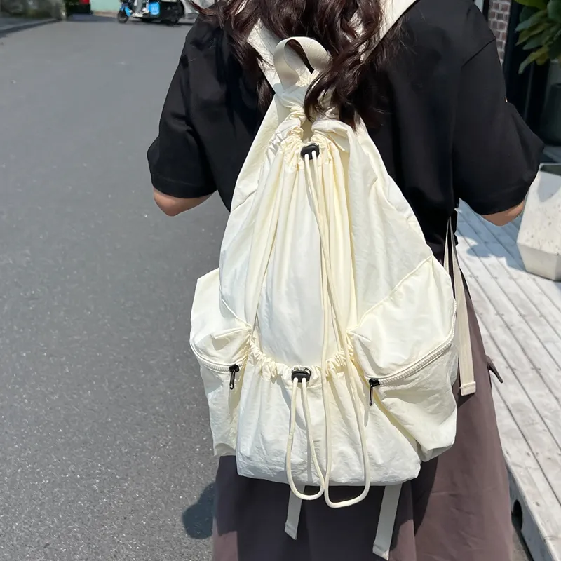 Morellybear Nylon Backpack Unisex Black/Ecru/Khaki/Blue-5