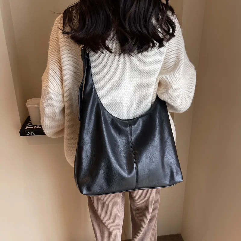 ROSEROOEN PU Tote Bag Shoulder Bag Crossbody Bag Regular Women's Black/Coffee/Brown/Mud-6