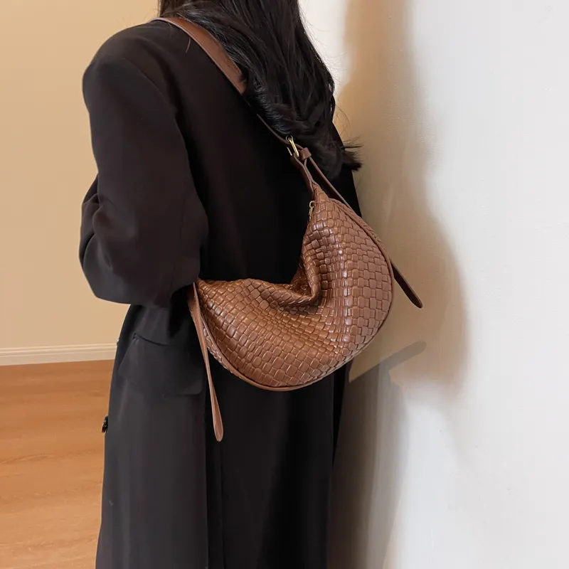 Morellybear PU Dumpling Bag Shoulder Bag Crossbody Bag Regular Women's Black/Ecru/Coffee/Khaki/Khaki & Brown-31