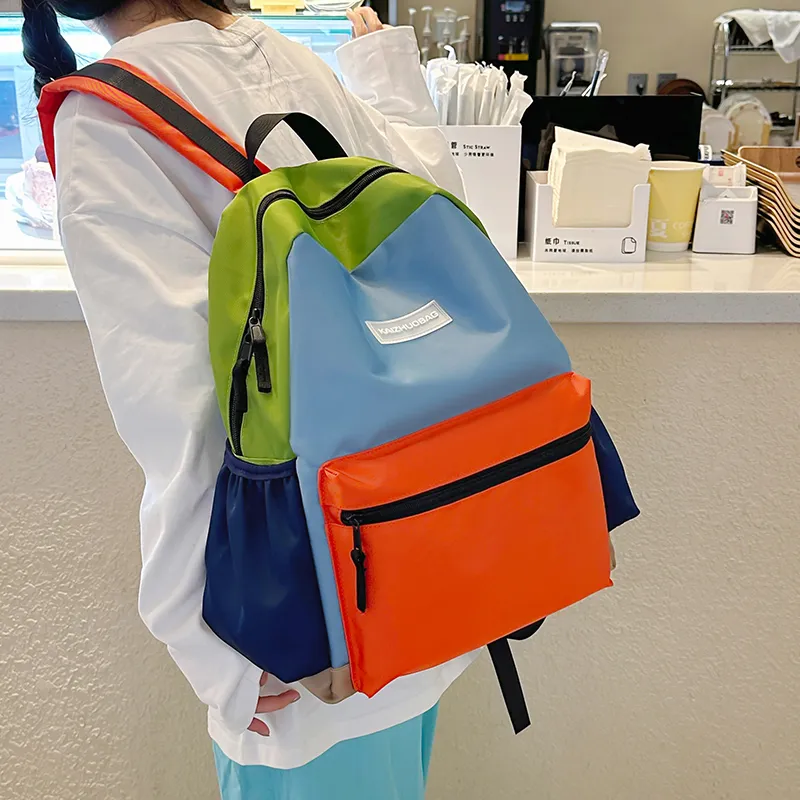 Morellybear Nylon Backpack Regular Women's Pink/Blue-10
