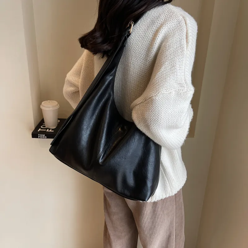 ROSEROOEN PU Tote Bag Shoulder Bag Crossbody Bag Regular Women's Black/Coffee/Brown/Mud-2