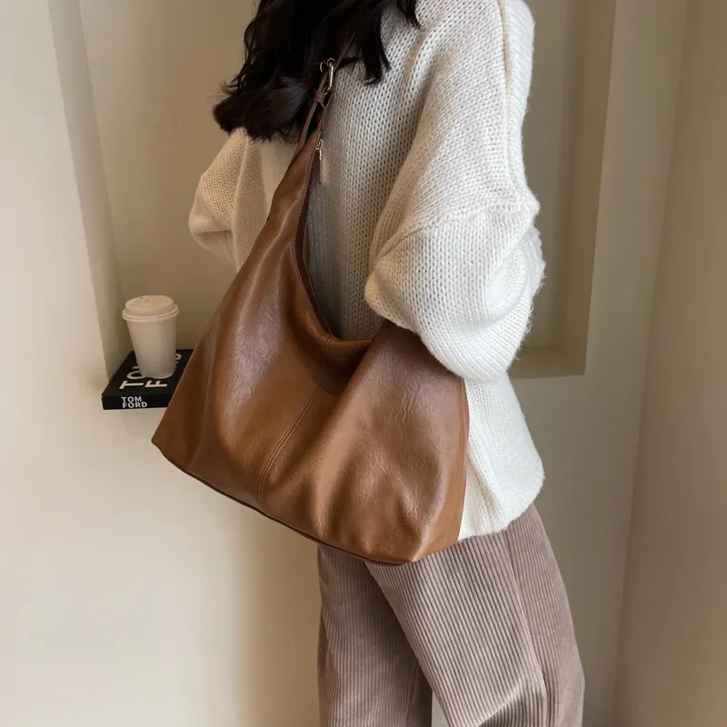ROSEROOEN PU Tote Bag Shoulder Bag Crossbody Bag Regular Women's Black/Coffee/Brown/Mud-22