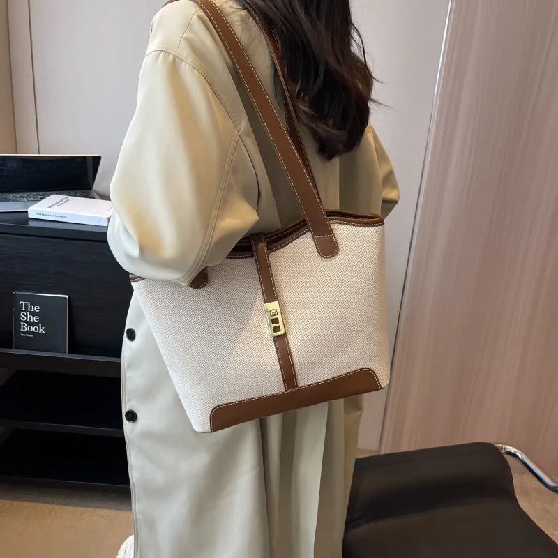 Morellybear Canvas Tote Bag Shopping Bag Canvas Bag Handheld Bag Shoulder Bag Regular Women's Black/Coffee-23