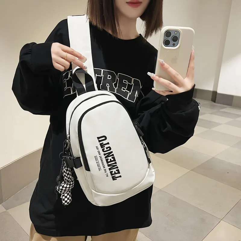 Morellybear Nylon Crossbody Bags Sling Bags Regular Unisex Black/White/Gray-11