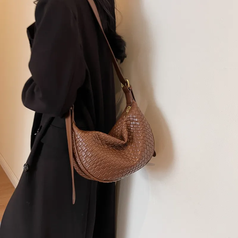Morellybear PU Dumpling Bag Shoulder Bag Crossbody Bag Regular Women's Black/Ecru/Coffee/Khaki/Khaki & Brown-26