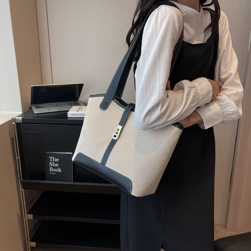 Morellybear Canvas Tote Bag Shopping Bag Canvas Bag Handheld Bag Shoulder Bag Regular Women's Black/Coffee-1