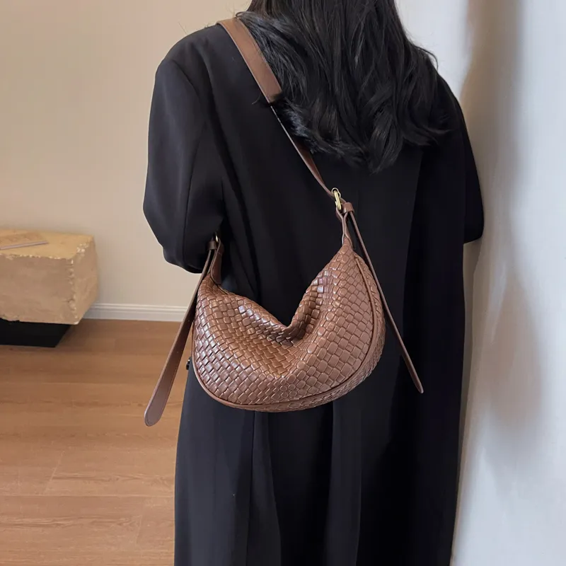 Morellybear PU Dumpling Bag Shoulder Bag Crossbody Bag Regular Women's Black/Ecru/Coffee/Khaki/Khaki & Brown-27