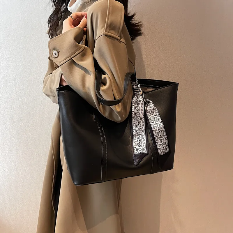 PULUWIRR PU Tote Bag, Shopping Bag, Shoulder Bag Regular Women's Black/Coffee/Brown/Khaki-4