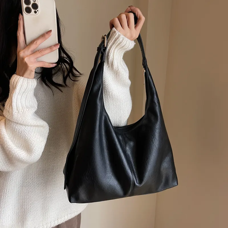 ROSEROOEN PU Tote Bag Shoulder Bag Crossbody Bag Regular Women's Black/Coffee/Brown/Mud-1