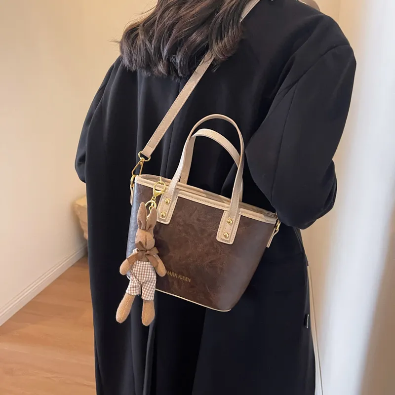 Morellybear Pu Tote Bag Shopping Bag One Shoulder Handbag Crossbody Bag Regular Women's Black/Brown/Coffee/Ecru-15