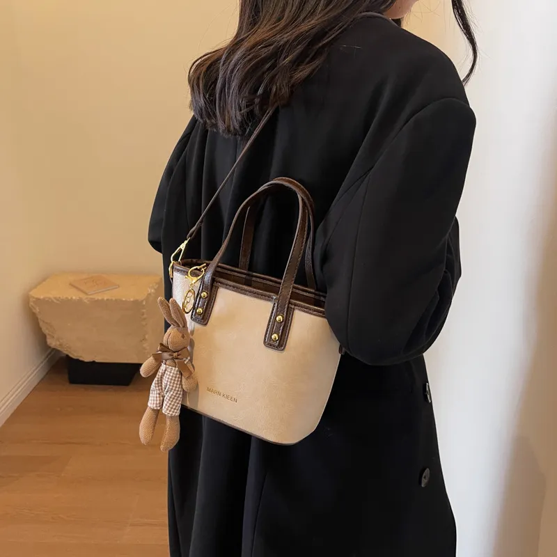 Morellybear Pu Tote Bag Shopping Bag One Shoulder Handbag Crossbody Bag Regular Women's Black/Brown/Coffee/Ecru-9