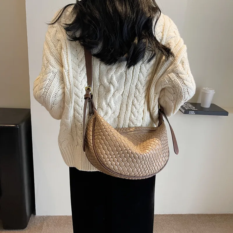 Morellybear PU Dumpling Bag Shoulder Bag Crossbody Bag Regular Women's Black/Ecru/Coffee/Khaki/Khaki & Brown-11