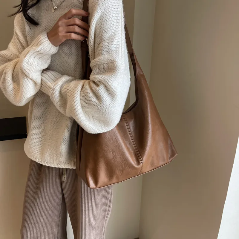 ROSEROOEN PU Tote Bag Shoulder Bag Crossbody Bag Regular Women's Black/Coffee/Brown/Mud-25