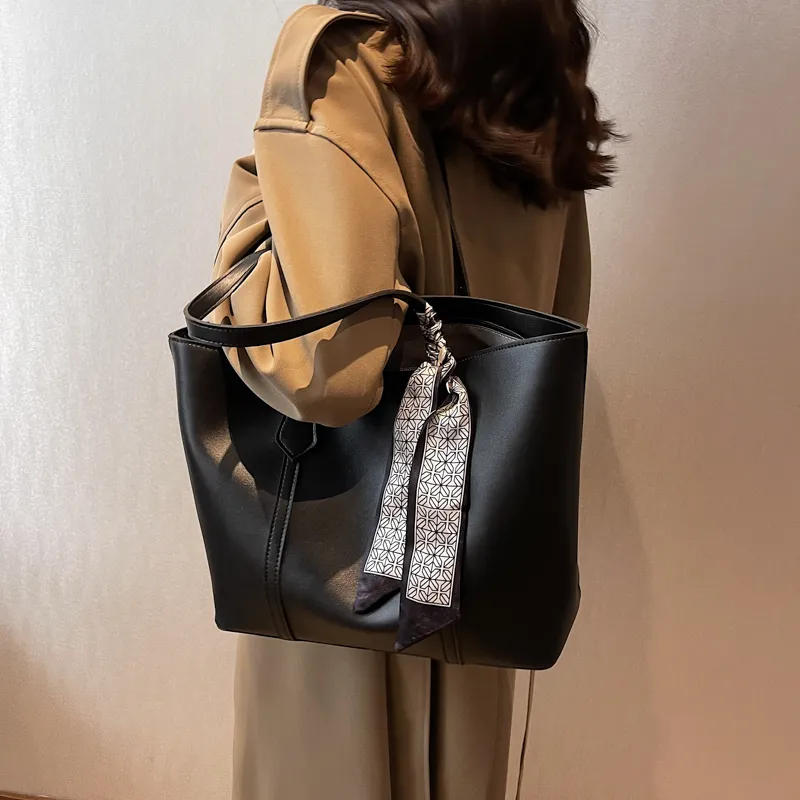 PULUWIRR PU Tote Bag, Shopping Bag, Shoulder Bag Regular Women's Black/Coffee/Brown/Khaki-1